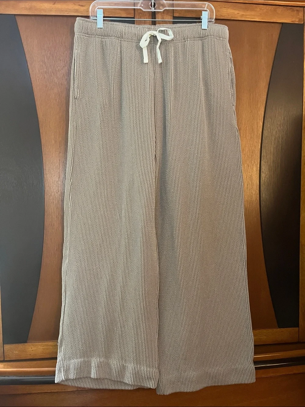Zenana Cozy & Comfy Ribbed Lounge Set - Taupe Knit Top & Pants (w/pockets) - Picture 5 of 9